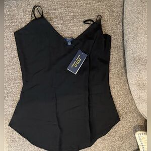 NWT Polo Ralph Lauren Black Silk Cami Tank Size 2